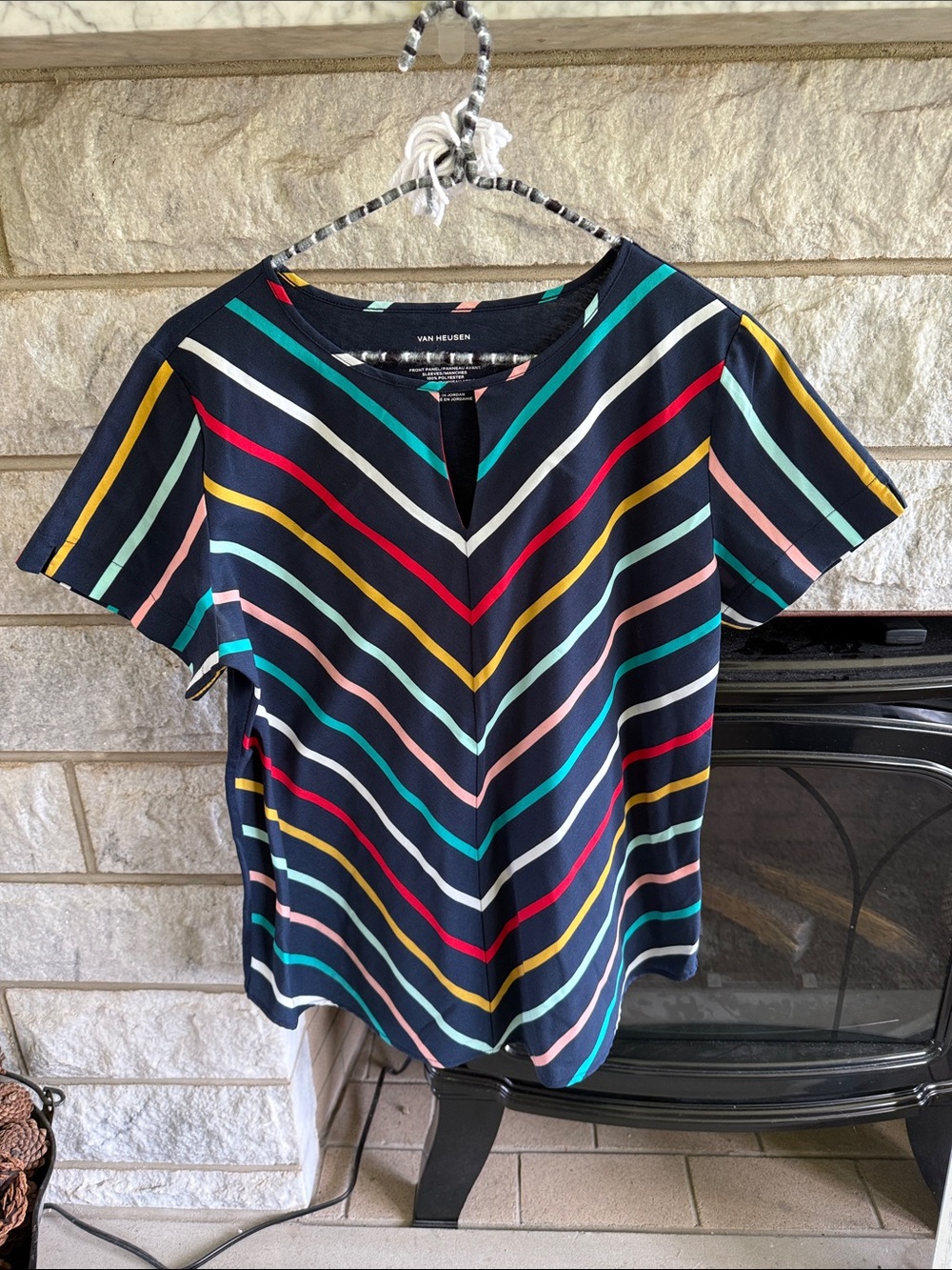 Van Heusen Stripe Short Sleeve Top Medium